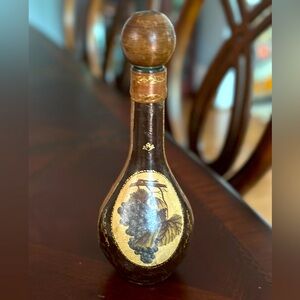 Vintage MCM Italian Leather Wrapped Wine/Liquor Decanter Bottle Very Rare